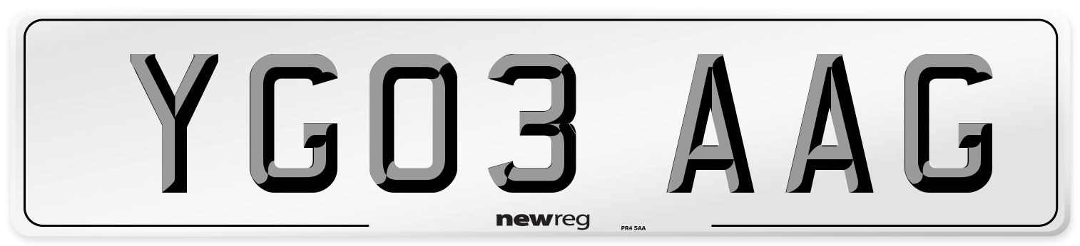 YG03 AAG Number Plate from New Reg